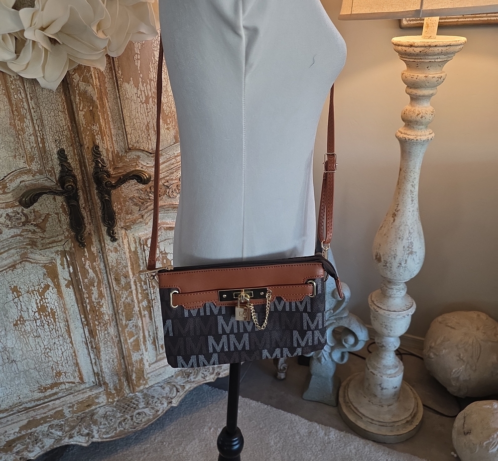 Brown and Dark Brown Monogram Crossbody Bag